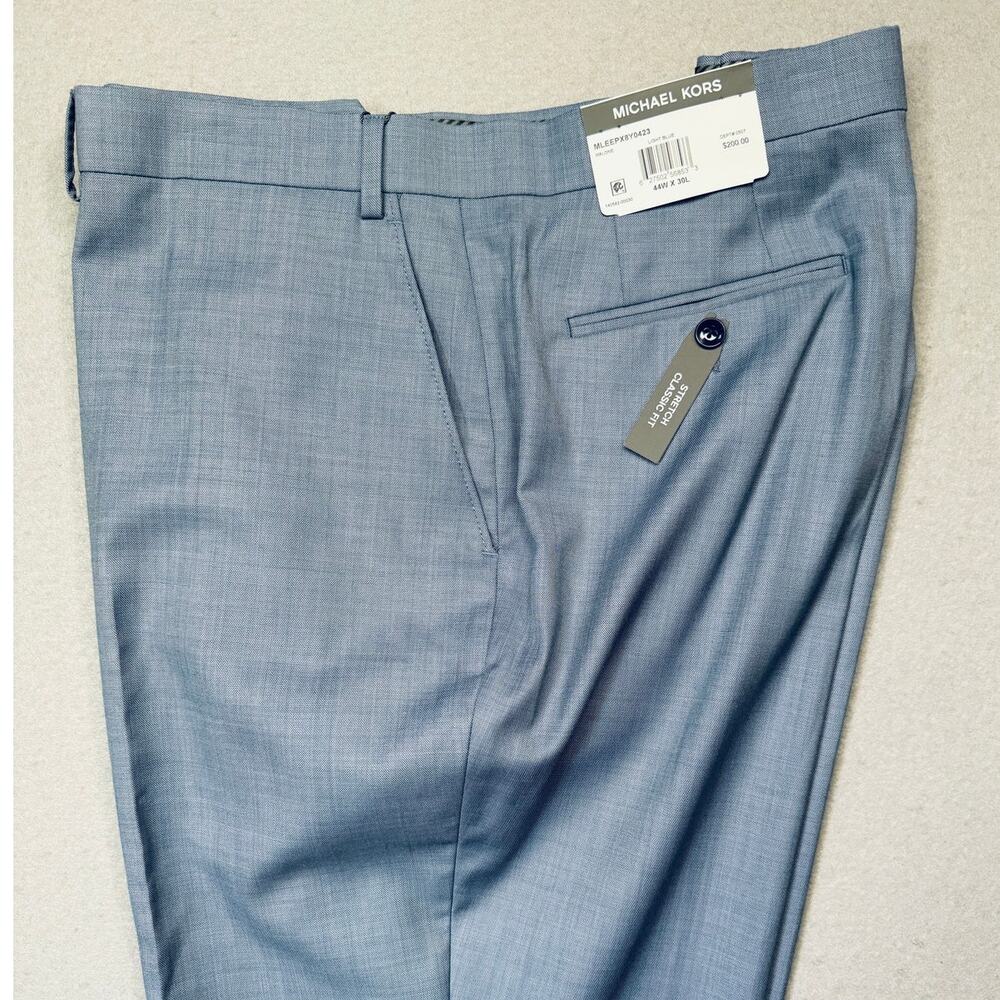Michael Kors Men's Classic-Fit Wool-Blend Stretch Suit Pants Lt Blue 44x30 $200